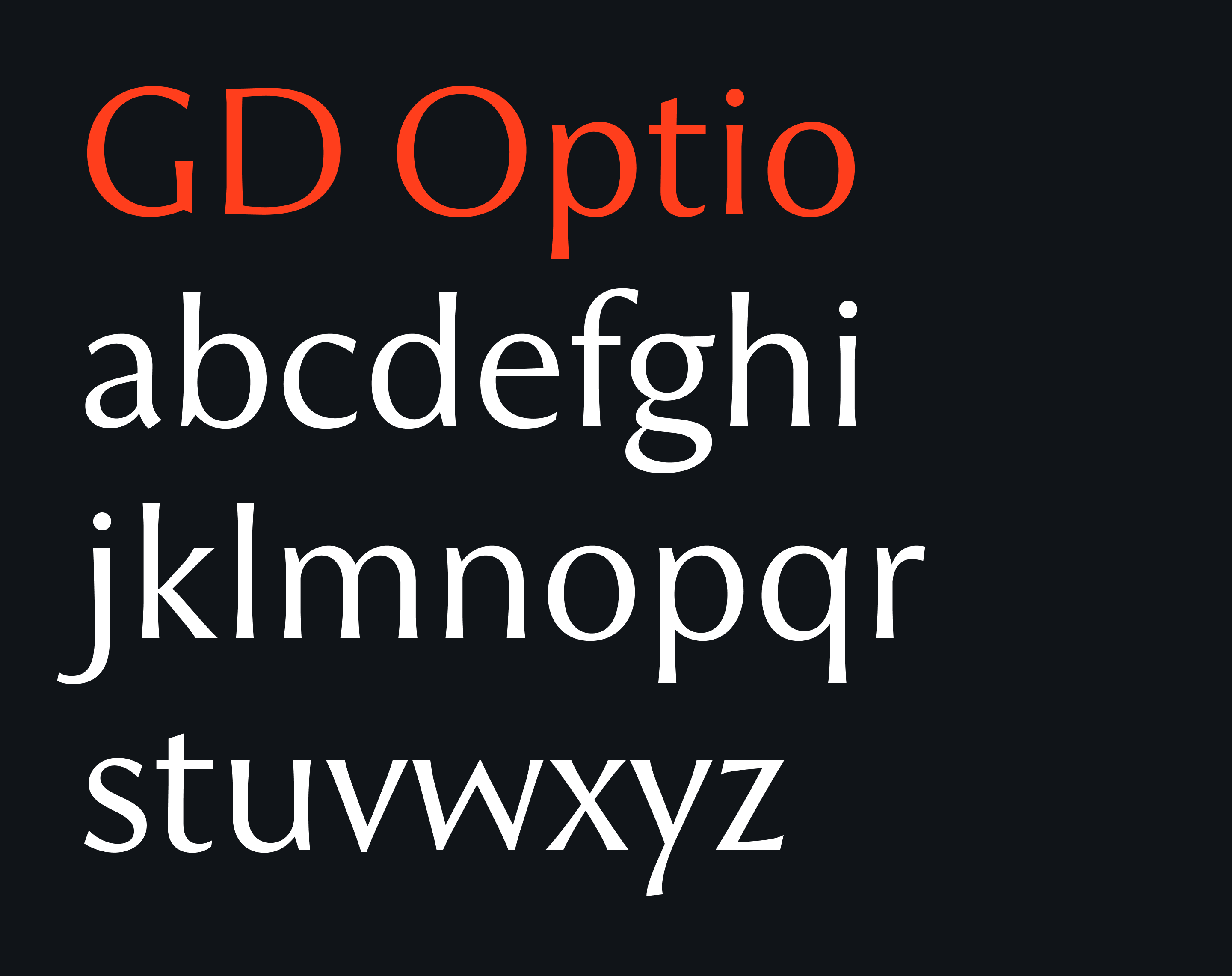 GD Optio lowercase alphabet